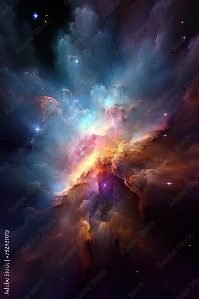 
Vibrant Nebula: Cloudy and Colorful Cosmic Phenomenon

