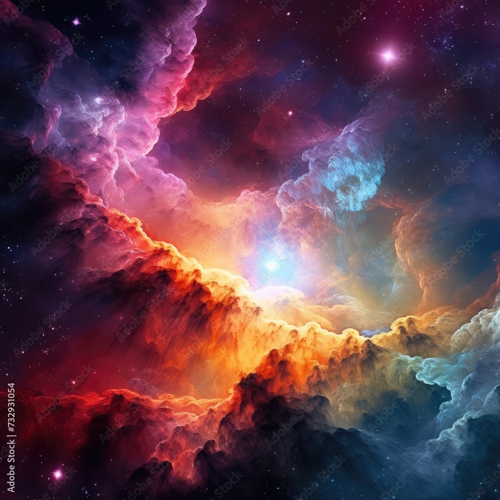 
Vibrant Nebula: Cloudy and Colorful Cosmic Phenomenon

