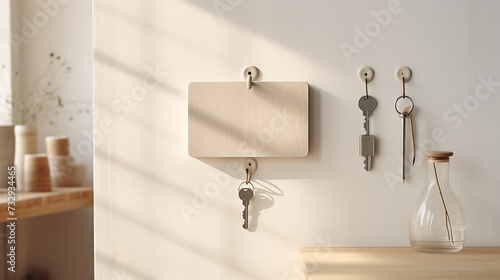 Light-toned key holder against a backdrop of Scandinavian simplicity