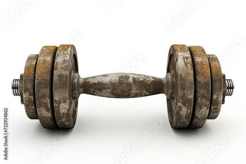 Clipping path image of a dumbbell on white abstract background
