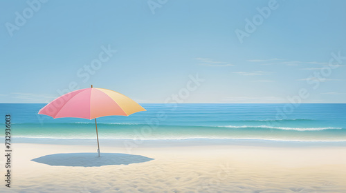 a pastel-toned beach. Generative AI