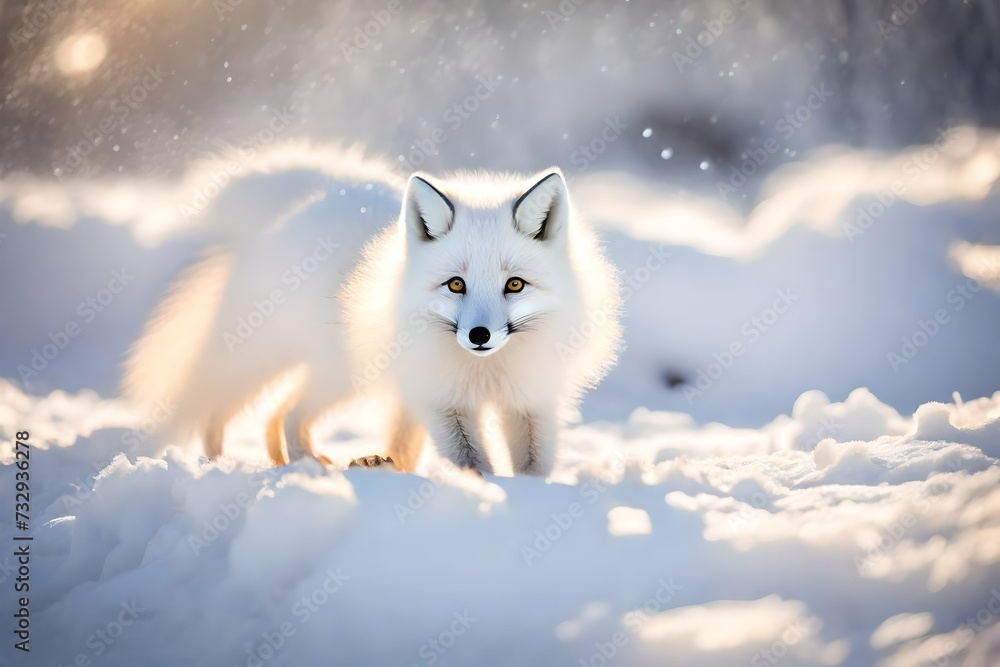  Witness the Charm of an Adorable Young Arctic Fox, Playfully Peering from Behind a Snow-Covered Mound, Its Bewitching Eyes Mirroring the Sublime Beauty and Serenity of the Icy Winter Wonderland, Invi