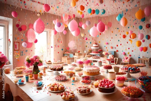 decorated room celebrating birthday house party