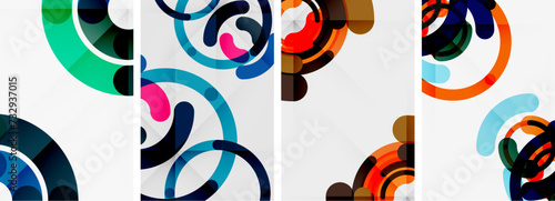 Set of line design circle posters. Vector illustration For Wallpaper, Banner, Background, Card, Book Illustration, landing page