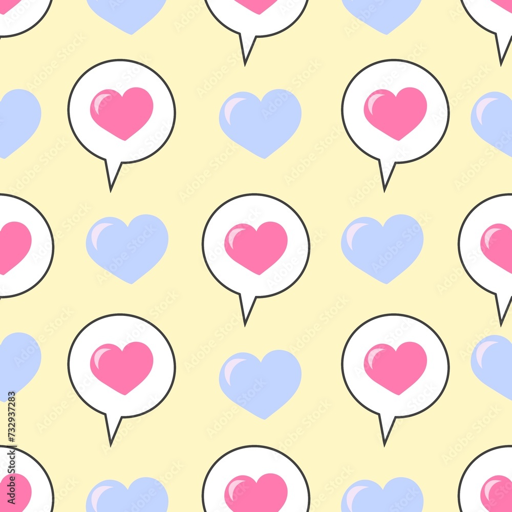 Seamless pattern cartoon many hearts criss-crossing bright colors for the month of love fashion child t-shirt kid industry interior cute doodle art fabric pattern background wallpaper hand