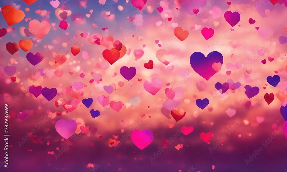 A lovely Valentines Day background, a huge number of red, pink and purple hearts floating in a sea of love