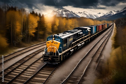 freight train locomotive with freight photo
