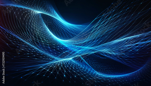 glowing blue mesh or interwoven lines on a dark background