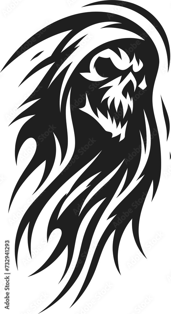 modern tribal tattoo grim reapers, abstract line art of mythological creatures, fantasy, minimalist contour. Vector modern tribal tattoo grim reapers, abstract line art of mythological creatures, fantasy, minimalist contour. Vector