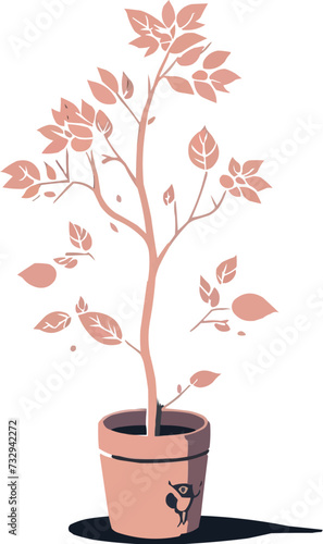 Free vector flat vector illustration of a sakura plant on a pot. AI generative.