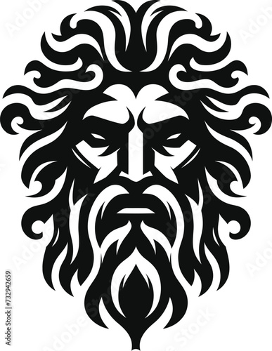 modern tribal tattoo zeus, poseidon,  abstract line art, minimalist contour. Vector