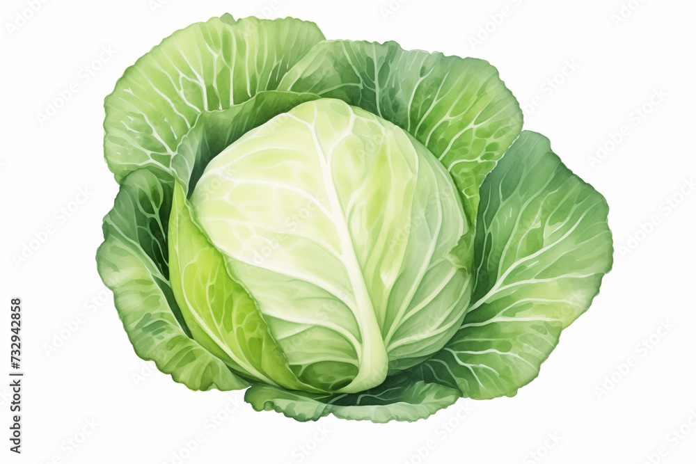 Fototapeta premium Watercolor cabbage isolated on white background