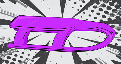 Cartoon Sled, comic book Toboggan. Retro vector comics pop art design.