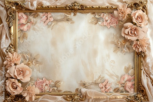 Abstract ornamental vintage aesthetics marble framed wall hanging, in the style of intricate frescoes ceiling design. Luxurious baroque style patchwork patterns. Decorative borders with gold.