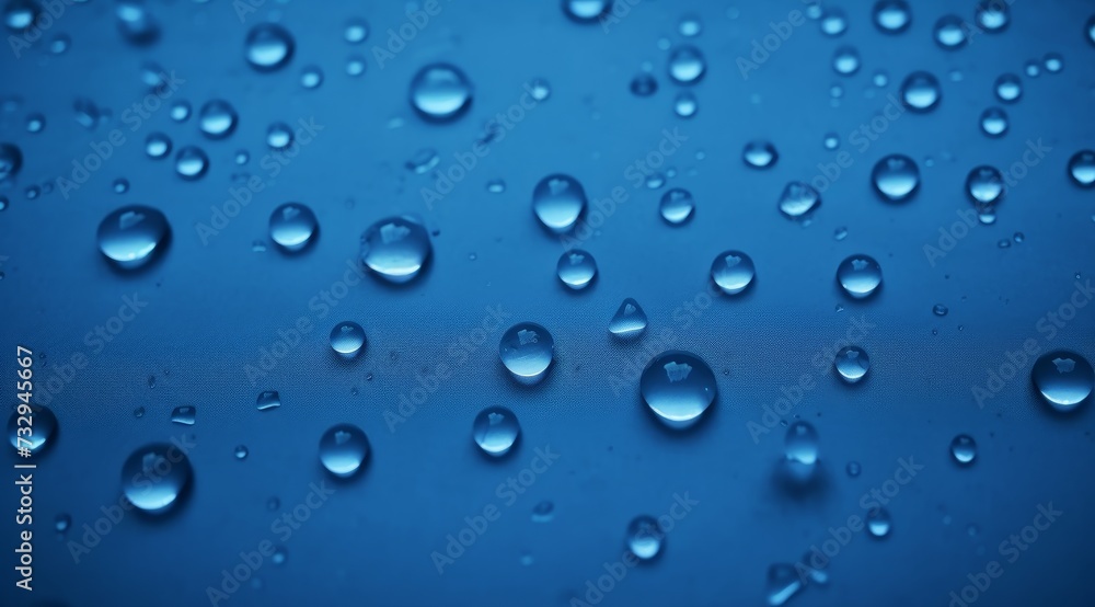 Blue Water droplets on glass Blue Water droplets on glass