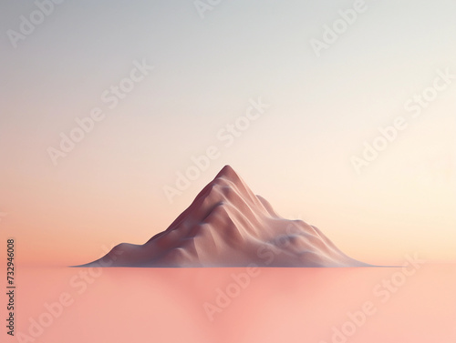 A stunning minimalist background of a single mountain unicake against a gradient sky, with a subtle texture adding depth 