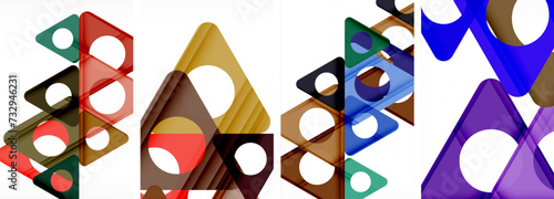 Abstract background set featuring captivating triangles. Harmonious blend of geometry and style, these designs bring modern flair