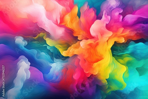 Colorful swirling dreams. Cloud background, Neon colorful smoke clouds on a dark background, gradient background, neon glow. Motion Color drop in water. Ai generated