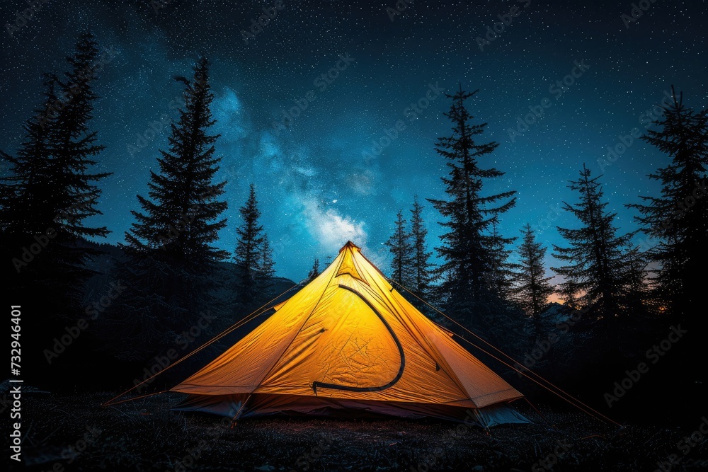 Camp out with tent in park professional photography