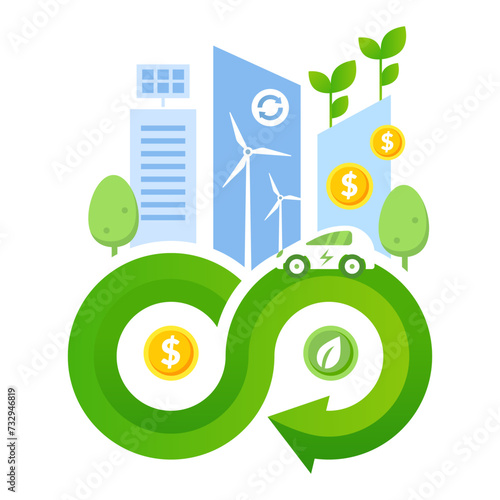 Sustainable Finance Illustration, infinity symbol circular economy 