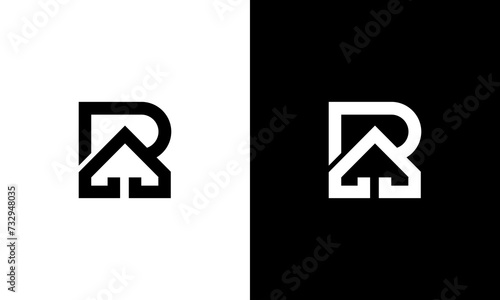 RA initials monoline logo design vector
