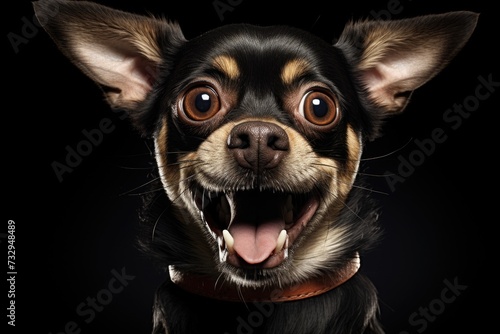 Studio shot of a funny face dog on an isolated background, a Pet dog looking at camera, front view portrait, one animal. Pet care and animals concept. Ai generated © Tanu