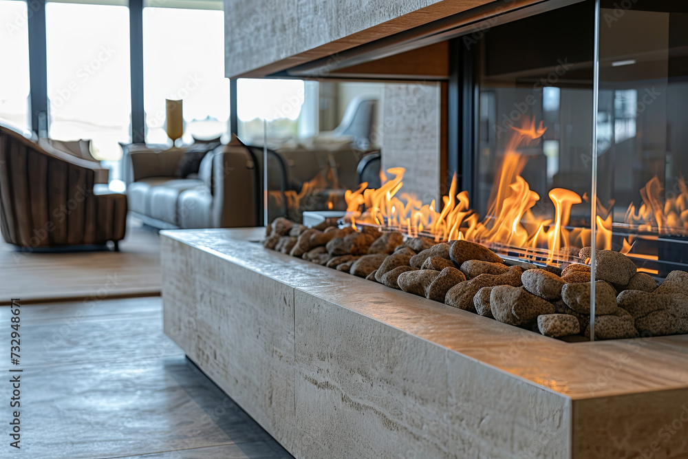 Fireplace in a high-end home interior