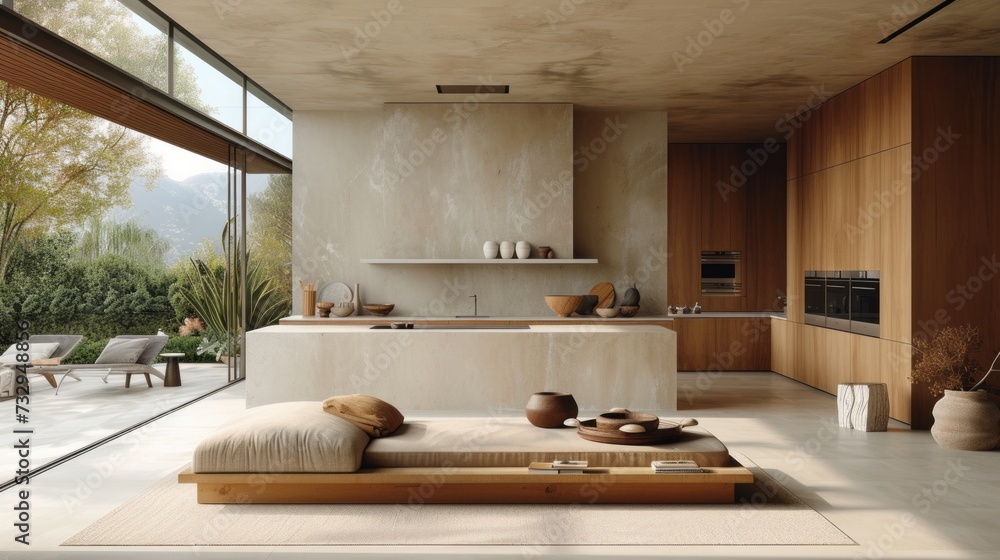 Harmony of Nature and Modernity: Chic Kitchen with Panoramic Views and Natural Aesthetics Harmony of Nature and Modernity: Chic Kitchen with Panoramic Views and Natural Aesthetics