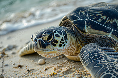 A turtle on the seashore photo