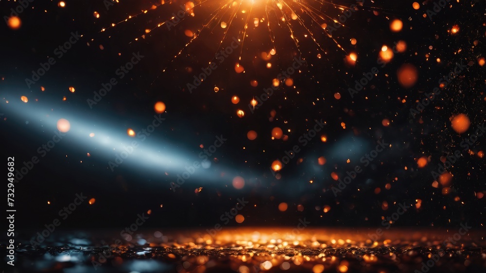 Fireworks in the night sky, orange particles light background, glowing orange particles background, particles and black background Fireworks in the night sky, orange particles light background, glowing orange particles background, particles and black background