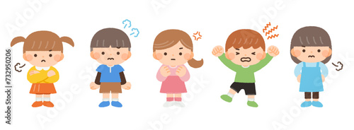 怒る子供たちのイラスト素材