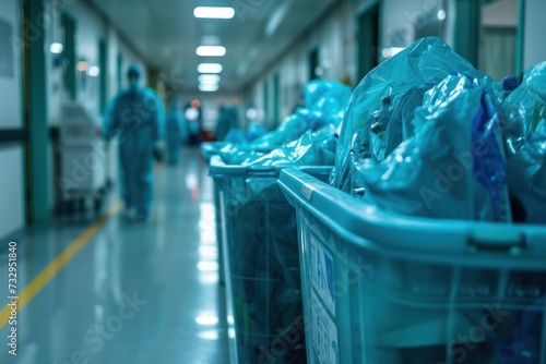 Medical waste in the hospital,covid19 concept,copy space.