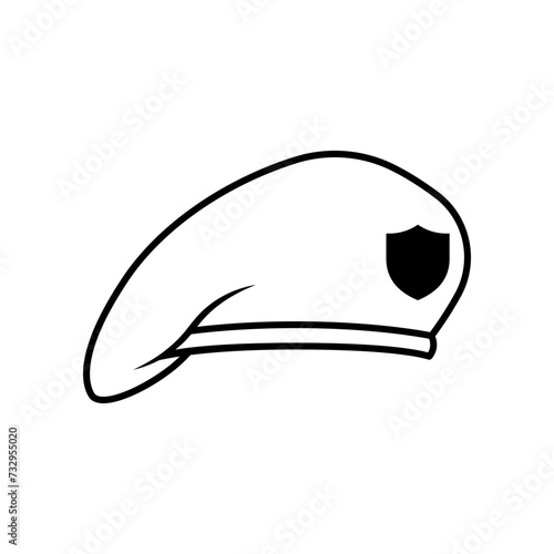 Military beret line icon isolated on white background