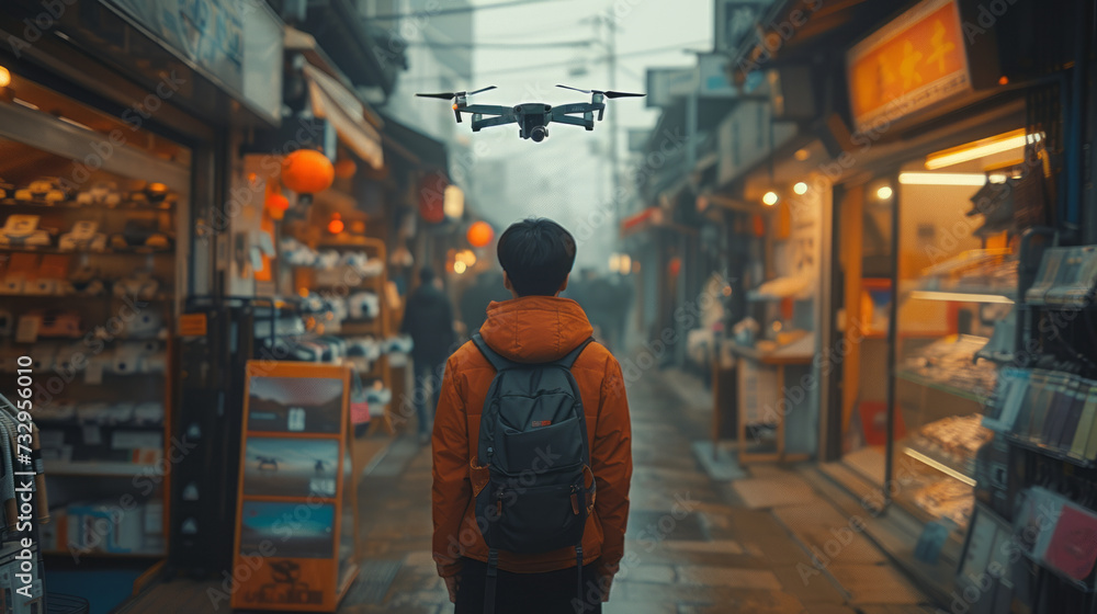 A person working at drone sales office,generative,ai