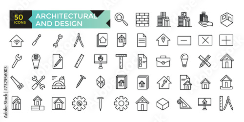 Architectural and designs apps icon set, vector, icons collection