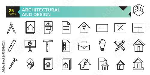 Architectural and designs apps icon set, vector, icons collection