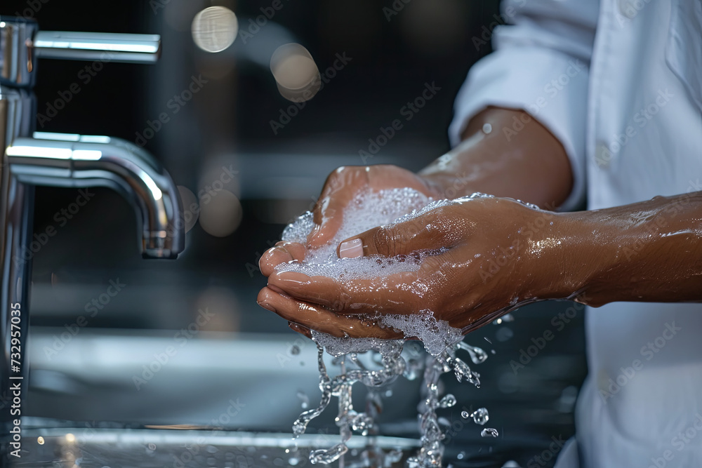 Fototapeta premium Staff washing hands in a stylish manner