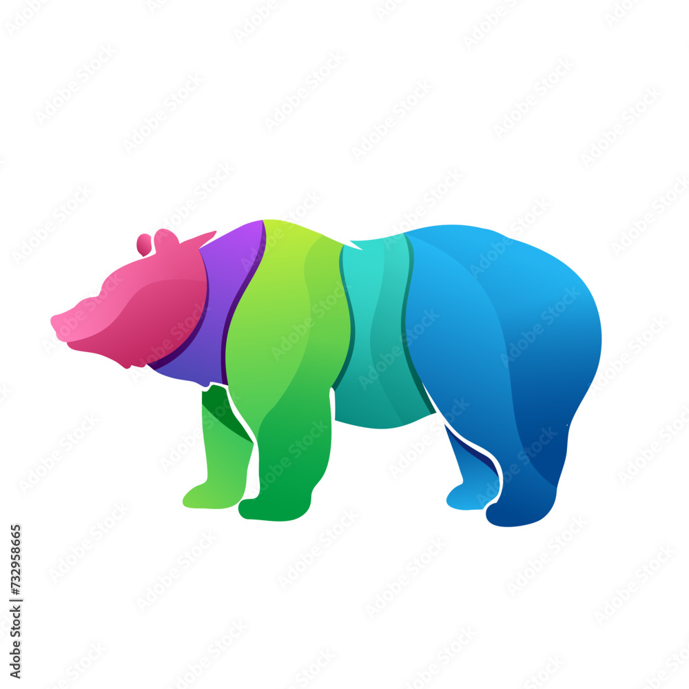Bear design gradient logo colorful new style