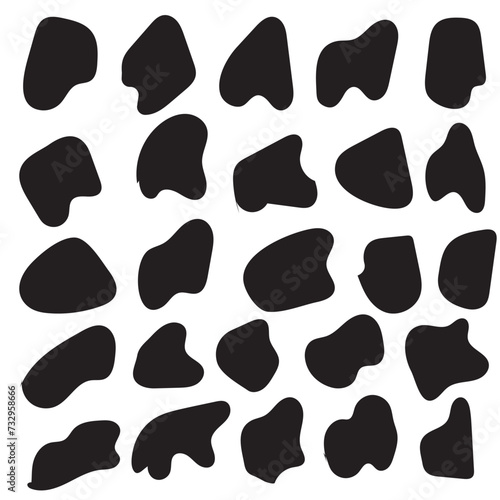 Random blob circles silhouette icon set. An arrangement of black organic shapes. Isolated on a white background. vector.
