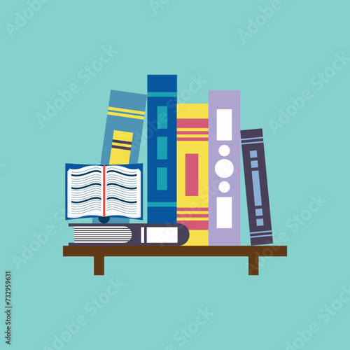Flat design concept online books store