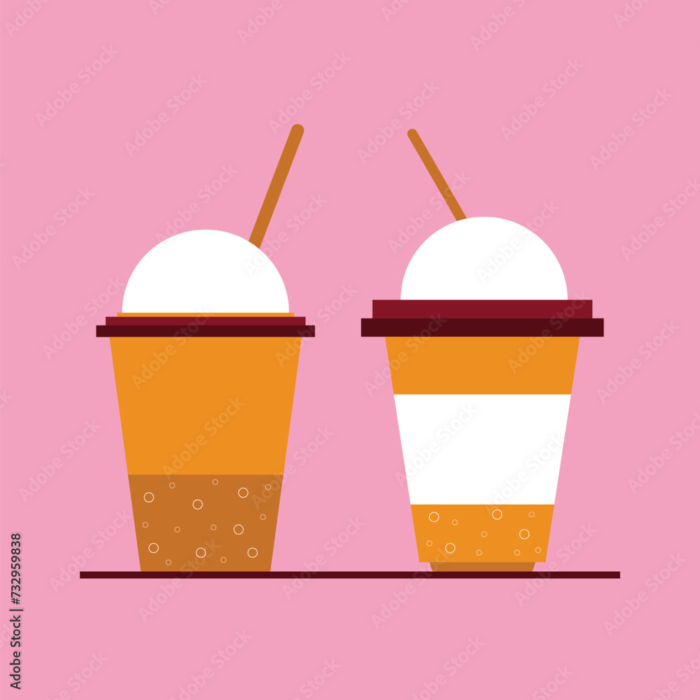 Two cups milk shake concept vector food drink