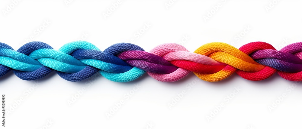 Colorful ropes braided together on white background. Symbol of unity ...