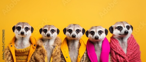 Meerkat Party: A Creative Animal Concept with Bright Outfits and hats