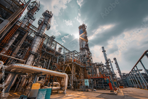 Canvas Print Oil​ refinery​ and​ plant and tower column of Petrochemistry industry