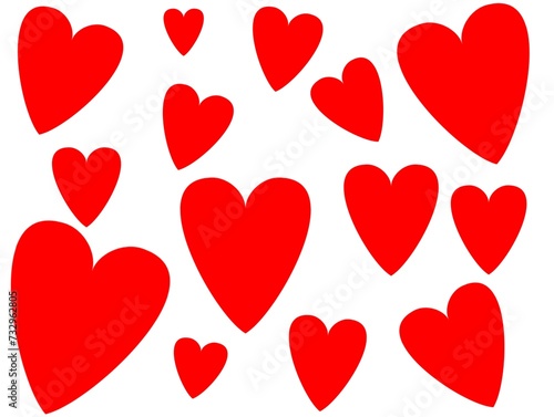 Group of red hearts on a white background Red heart symbolizes love  wedding  Valentine s Day.