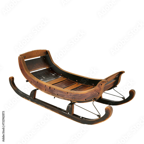 Sled, transparent background, isolated image, generative AI