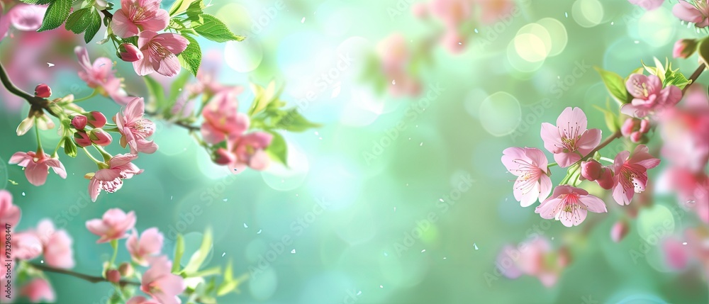 spring background of apple flowers in soft focus with natural bokeh, green mood spring background of apple flowers in soft focus with natural bokeh, green mood