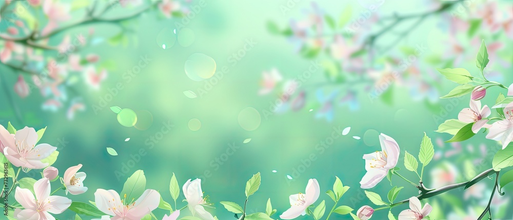 spring background of apple flowers in soft focus with natural bokeh, green mood spring background of apple flowers in soft focus with natural bokeh, green mood