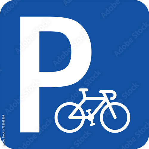 "Enhance foot bicycle parking with our Rectangle Blue Simple Parking Sign. Clear guidance for urban settings. Ideal for traffic visuals."