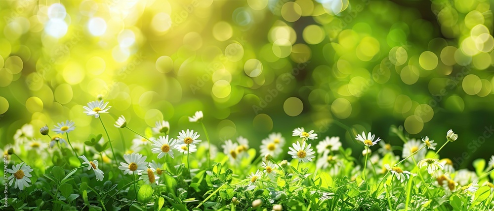 Fototapeta premium spring green background with bokeh